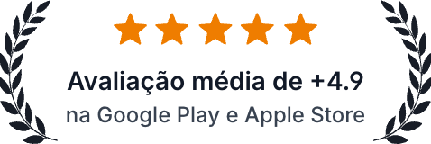 Avaliação média de +4.9 na Google Play e Apple Store